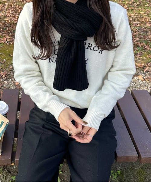 LE MORE（リモア）の「リブニットショートマフラー（マフラー・レディース・ベージュ/ブラック/アイボリー/ヘザーグレー・FREE）」の21枚目の写真