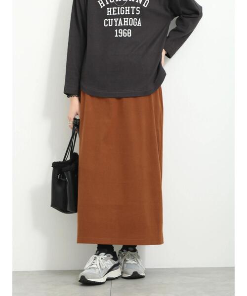 Samansa Mos2 blue（サマンサモスモスブルー）の「【吸湿発熱】カットコールスカート（スカート・レディース・キナリ/ブラック/キャメル・F）」の4枚目の写真