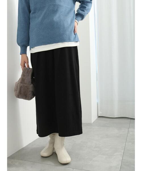 Samansa Mos2 blue（サマンサモスモスブルー）の「【吸湿発熱】カットコールスカート（スカート・レディース・キナリ/ブラック/キャメル・F）」の5枚目の写真