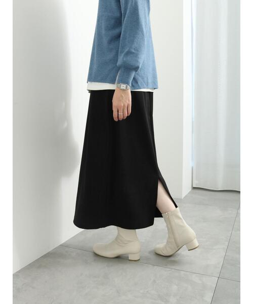 Samansa Mos2 blue（サマンサモスモスブルー）の「【吸湿発熱】カットコールスカート（スカート・レディース・キナリ/ブラック/キャメル・F）」の6枚目の写真