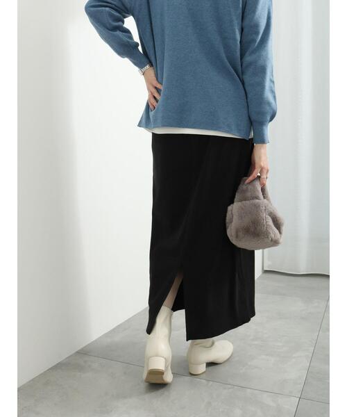 Samansa Mos2 blue（サマンサモスモスブルー）の「【吸湿発熱】カットコールスカート（スカート・レディース・キナリ/ブラック/キャメル・F）」の7枚目の写真