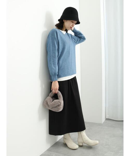 Samansa Mos2 blue（サマンサモスモスブルー）の「【吸湿発熱】カットコールスカート（スカート・レディース・キナリ/ブラック/キャメル・F）」の8枚目の写真