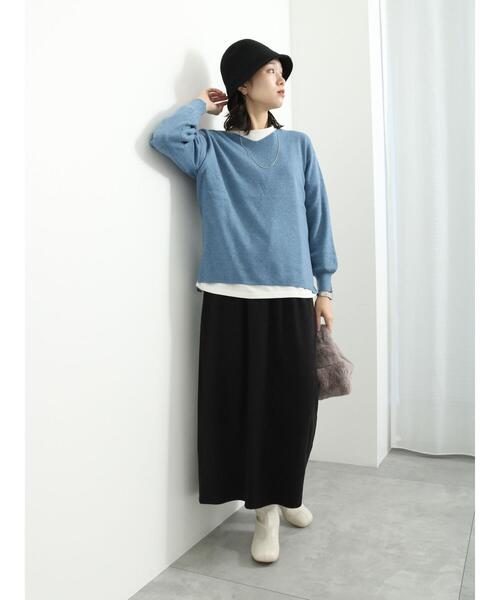 Samansa Mos2 blue（サマンサモスモスブルー）の「【吸湿発熱】カットコールスカート（スカート・レディース・キナリ/ブラック/キャメル・F）」の9枚目の写真