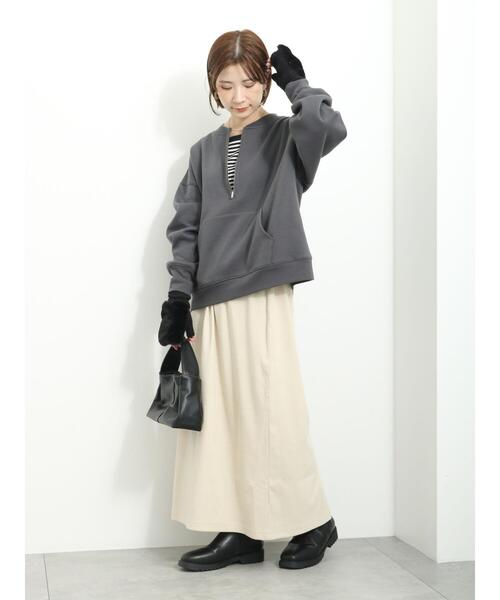 Samansa Mos2 blue（サマンサモスモスブルー）の「【吸湿発熱】カットコールスカート（スカート・レディース・キナリ/ブラック/キャメル・F）」の19枚目の写真