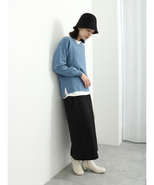 Samansa Mos2 blue（サマンサモスモスブルー）の「【吸湿発熱】カットコールスカート（スカート・レディース・キナリ/ブラック/キャメル・F）」の22枚目の写真