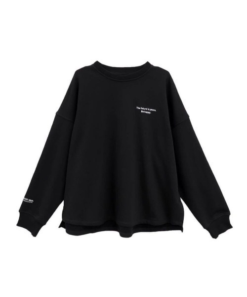 ISOOK（アイスー）の「【セットアップ対応】刺繍ロゴオーバースウェット(chiica original) / ロゴスウェット ワンポイント トレーナー オーバーサイズ（スウェット・レディース・アイボリー/ブラック・FREE）」の5枚目の写真