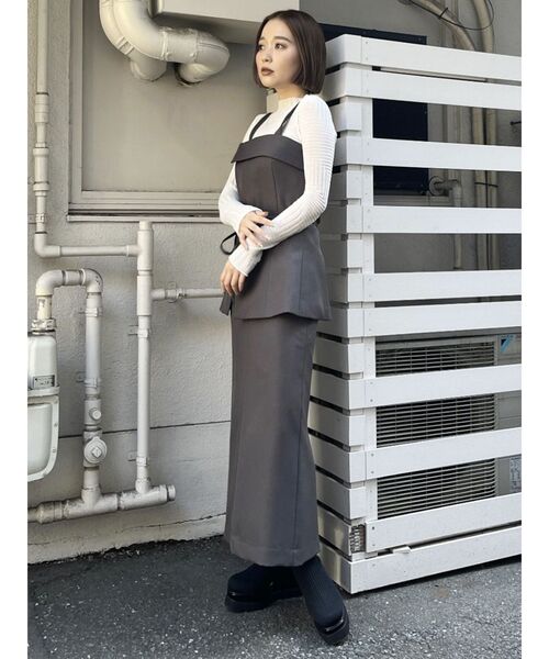 MURUA(ムルーア)の「【SET UP対応】パウダーツイルナロースカート(スカート・レディース・ライトグレー/ダークグレー/ブルー/モカ・1/2)」の7枚目の写真