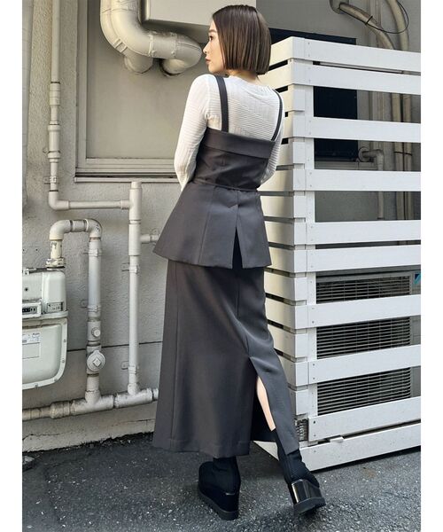 MURUA(ムルーア)の「【SET UP対応】パウダーツイルナロースカート(スカート・レディース・ライトグレー/ダークグレー/ブルー/モカ・1/2)」の8枚目の写真