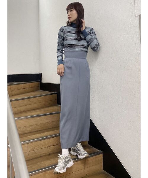 MURUA(ムルーア)の「【SET UP対応】パウダーツイルナロースカート(スカート・レディース・ライトグレー/ダークグレー/ブルー/モカ・1/2)」の14枚目の写真
