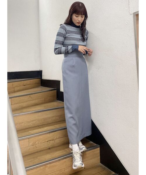 MURUA(ムルーア)の「【SET UP対応】パウダーツイルナロースカート(スカート・レディース・ライトグレー/ダークグレー/ブルー/モカ・1/2)」の15枚目の写真