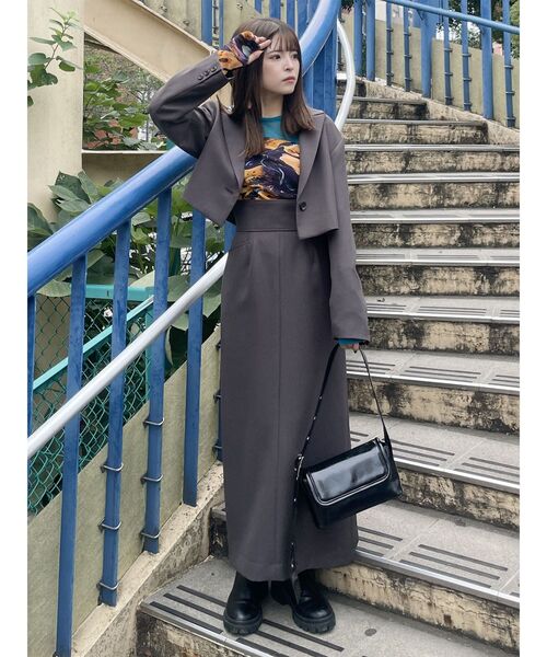 MURUA(ムルーア)の「【SET UP対応】パウダーツイルナロースカート(スカート・レディース・ライトグレー/ダークグレー/ブルー/モカ・1/2)」の22枚目の写真