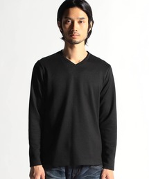 HIDEAWAYS NICOLE | ボックスミニワッフル長袖Vネックカットソー(Tシャツ/カットソー)