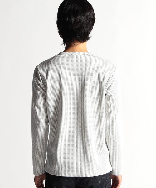 HIDEAWAYS NICOLE（ハイダウェイニコル）の「ボックスミニワッフル長袖Ｖネックカットソー（Tシャツ/カットソー・メンズ・ブラック/ホワイト×ブラック/ブラック×ホワイト・LARGE/MEDIUM/X-LARGE）」の12枚目の写真