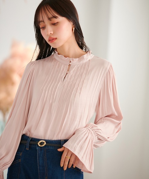 VIS（ビス）の「【前後2WAY】割繊ピンタックブラウス【洗える】（シャツ/ブラウス・レディース・オフホワイト/ピンク系その他2/イエロー系その他/ホワイト系その他5・FREE）」の6枚目の写真