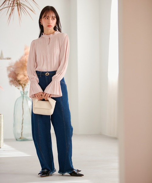 VIS（ビス）の「【前後2WAY】割繊ピンタックブラウス【洗える】（シャツ/ブラウス・レディース・オフホワイト/ピンク系その他2/イエロー系その他/ホワイト系その他5・FREE）」の9枚目の写真