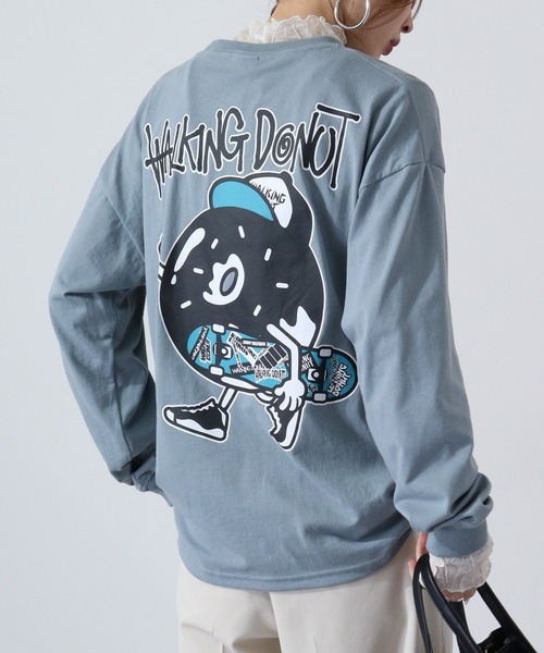 FUNALIVE(ファンアライブ)の「WALKING DONUT オーバーサイズ ロゴ ロングスリーブTシャツ(Tシャツ/カットソー・メンズ・ホワイト/ブラック/ブラック系その他2/グレイッシュベージュ/ホワイト系その他2/ミント/ライトベージュ/サックスブルー・LL/M/L)」の8枚目の写真