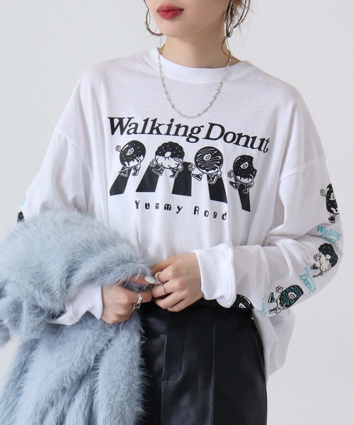 FUNALIVE(ファンアライブ)の「WALKING DONUT オーバーサイズ ロゴ ロングスリーブTシャツ(Tシャツ/カットソー・メンズ・ホワイト/ブラック/ブラック系その他2/グレイッシュベージュ/ホワイト系その他2/ミント/ライトベージュ/サックスブルー・LL/M/L)」の21枚目の写真