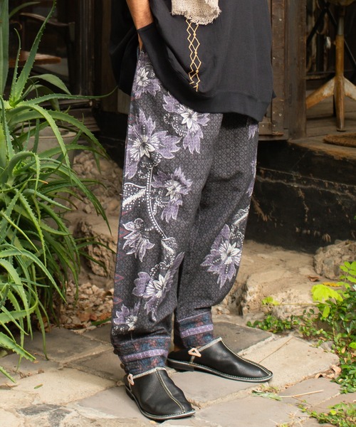 チャイハネ　プリントパンツ チャイハネ パンツ 「チャイハネ」エスニックプリントワイドパンツ