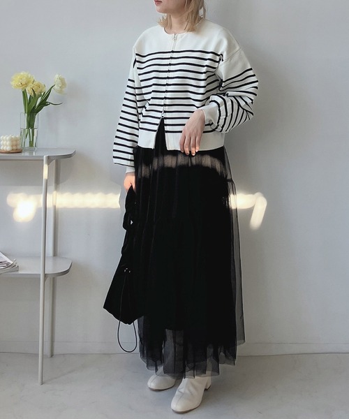 AS KNOW AS plus（アズノゥアズプラス）の「◎揺れるギャザーチュールロングスカート（スカート・レディース・ブラック/ライトグレー/チャコールグレー/アイボリー系/ライトグレー系/ブラック系・FREE）」の15枚目の写真