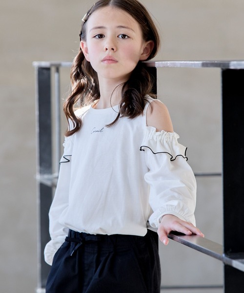 GLOBAL WORK(グローバルワーク)の「ヘビロッTEE/肩あき長袖/976071(Tシャツ/カットソー・キッズ・ブラック/オフホワイト・140cm/150cm/160cm/170cm/130cm/120cm)」の17枚目の写真