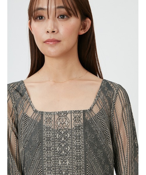 FRAY I.D（フレイアイディー）の「オーナメントパネルスクエアードレス（ドレス・レディース・パープル/ブラック/ミント・0/1）」の10枚目の写真