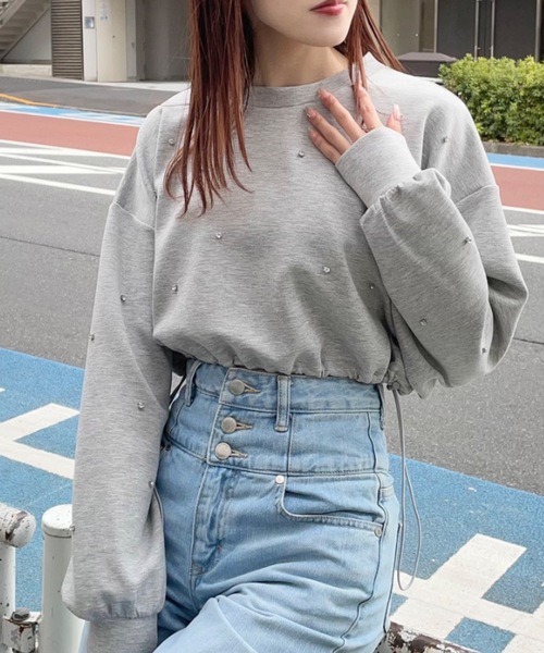 one way（ワンウェイ）の「ビジュードロストスウェットプルオーバー（スウェット・レディース・ブラック/グレー/ベージュ/ホワイト・FREE）」の4枚目の写真