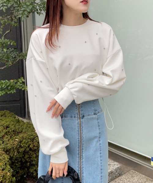 one way（ワンウェイ）の「ビジュードロストスウェットプルオーバー（スウェット・レディース・ブラック/グレー/ベージュ/ホワイト・FREE）」の2枚目の写真