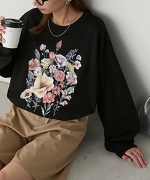 ヴィンテージフラワープリントオーバーロンTEE