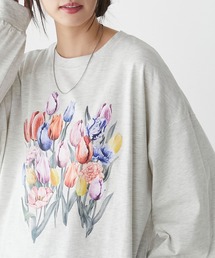 ヴィンテージフラワープリントオーバーロンTEE