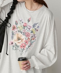 ヴィンテージフラワープリントオーバーロンTEE