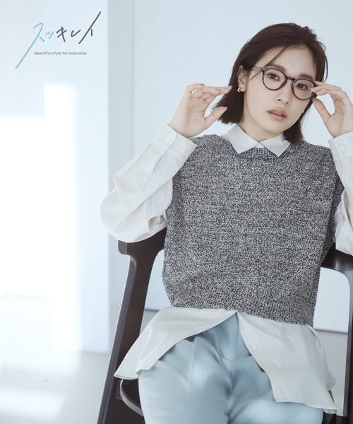 GLOBAL WORK（グローバルワーク）の「スッキレイカーディガンベスト/987139（ベスト・レディース・ブラック/アイボリー/ブラック系その他/グレー系その他2・SHORT/REGULAR）」の3枚目の写真