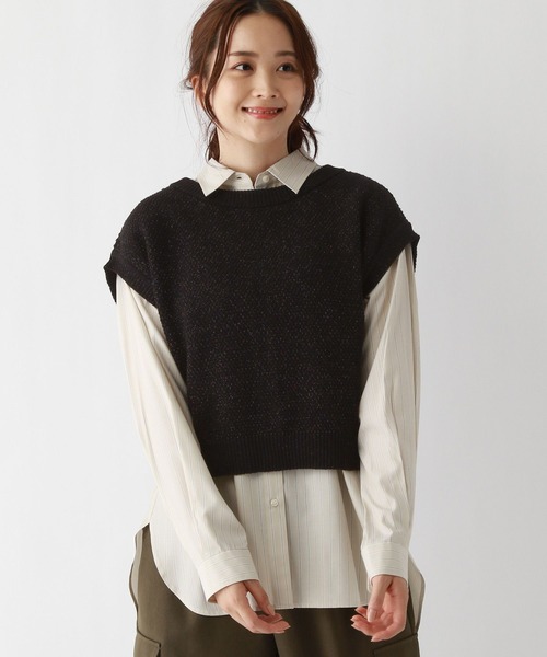 GLOBAL WORK（グローバルワーク）の「スッキレイカーディガンベスト/987139（ベスト・レディース・ブラック/アイボリー/ブラック系その他/グレー系その他2・SHORT/REGULAR）」の15枚目の写真