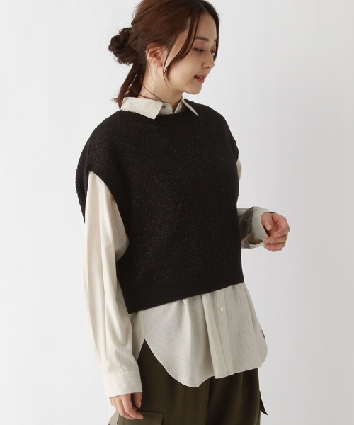 GLOBAL WORK（グローバルワーク）の「スッキレイカーディガンベスト/987139（ベスト・レディース・ブラック/アイボリー/ブラック系その他/グレー系その他2・SHORT/REGULAR）」の16枚目の写真