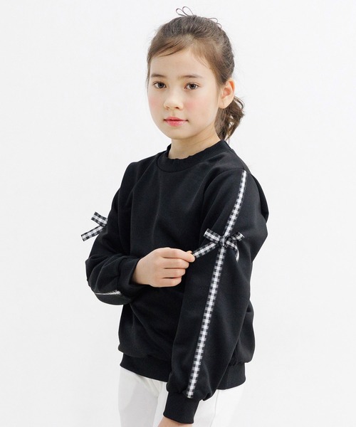 Bee des Bee（ビーデスビー）の「ラインリボントップス（スウェット・キッズ・ブラック/ホワイト・150cm/140cm/130cm/120cm/110cm/100cm）」の2枚目の写真