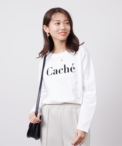 Chez toi（シェトワ）の「フロッキーロゴプリントロンT（Tシャツ/カットソー・レディース・ブラック/グレイッシュベージュ/オフホワイト・FREE）」の21枚目の写真