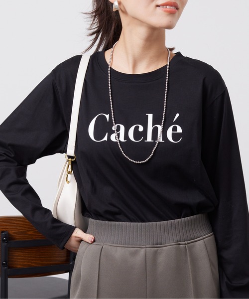 Chez toi（シェトワ）の「フロッキーロゴプリントロンT（Tシャツ/カットソー・レディース・ブラック/グレイッシュベージュ/オフホワイト・FREE）」の13枚目の写真