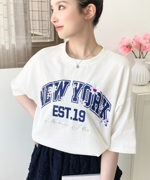 【公式サイトにて購入・即日発送可能】MACHATT フラワー刺繍 半袖トップス フラワー刺繍半袖Tシャツ[品番：ERMW0000188]｜moment+