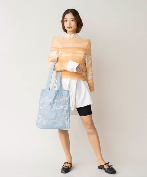 Casselini（キャセリーニ）の「Casselini(キャセリーニ)スカラップエンブロイダリトート（トートバッグ・レディース・ブラック/カーキ/ピンク/ブルー・FREE）」の17枚目の写真