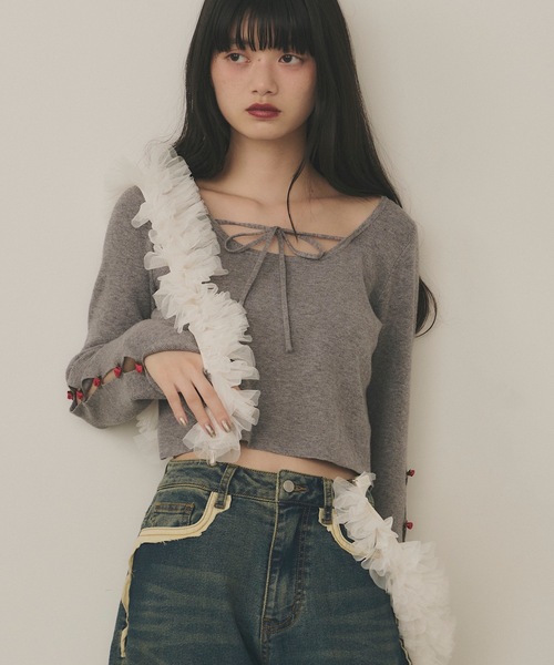 VIOLETTA（ヴィオレッタ）の「【select】チュールフリルサスペンダー（サスペンダー・レディース・グレー/ブラック/オフホワイト・FREE）」の2枚目の写真