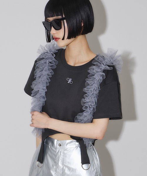 VIOLETTA（ヴィオレッタ）の「【select】チュールフリルサスペンダー（サスペンダー・レディース・グレー/ブラック/オフホワイト・FREE）」の7枚目の写真