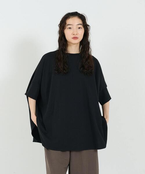 conges payes ADIEU TRISTESSE（コンジェ ペイエ アデュートリステス）の「ポンチョTシャツ（Tシャツ/カットソー・レディース・ブラック/ピンク/イエロー/ストライプ・FREE）」の2枚目の写真