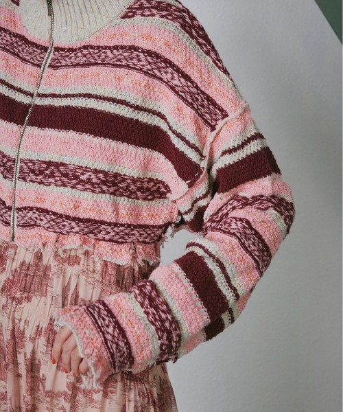 CREOLME(クレオルム)の「(CREOLME)マルチボーダーニットカーデ(カーディガン/ボレロ・レディース・ピンク/グレー・FREE)」の19枚目の写真