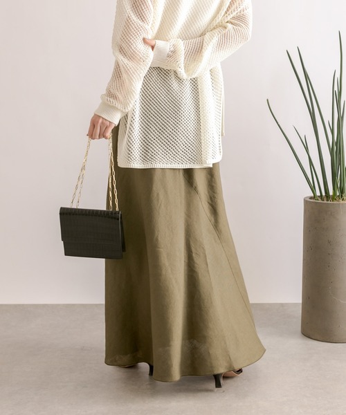 RIVE DROITE（リヴドロワ）の「リネンバイアスマーメイドスカート（スカート・レディース・ブラック/カーキ/ライトベージュ・36/38）」の18枚目の写真