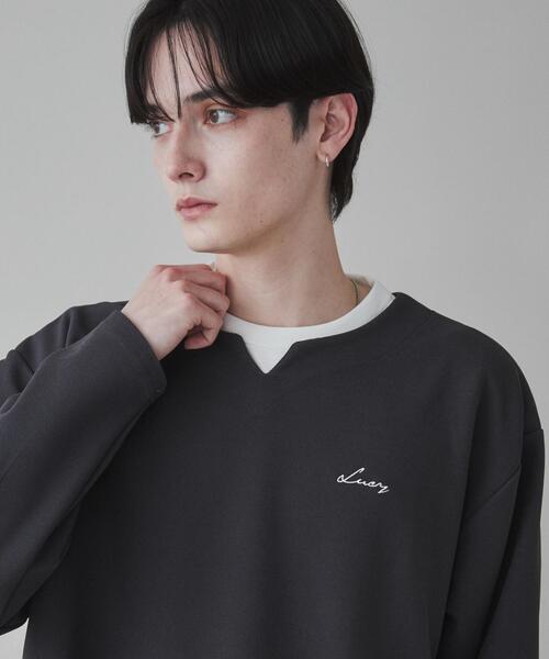 LUCY（ルーシー）の「LUCY/アンサンブルキーネックプルオーバー（アンサンブル・メンズ・ダークグレー/ベージュ・LARGE/MEDIUM）」の2枚目の写真