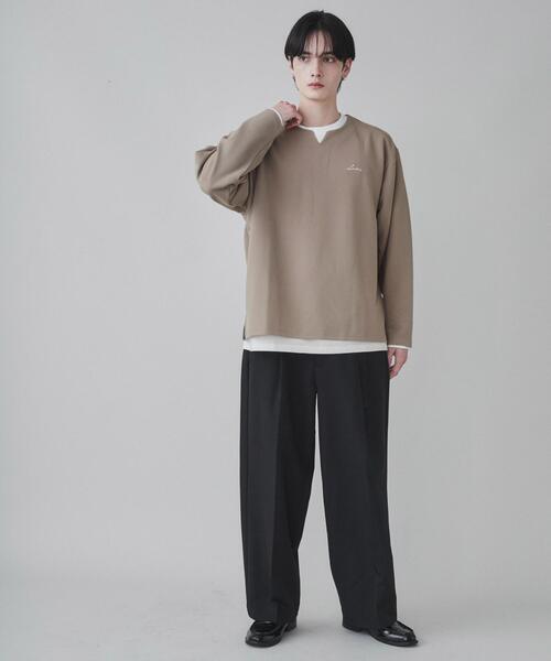 LUCY（ルーシー）の「LUCY/アンサンブルキーネックプルオーバー（アンサンブル・メンズ・ダークグレー/ベージュ・LARGE/MEDIUM）」の4枚目の写真