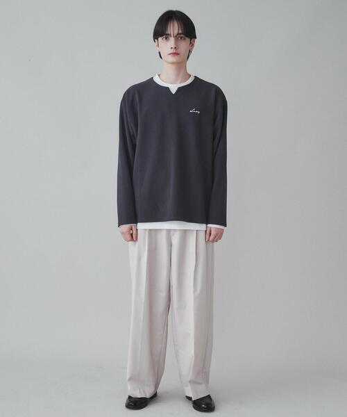 LUCY（ルーシー）の「LUCY/アンサンブルキーネックプルオーバー（アンサンブル・メンズ・ダークグレー/ベージュ・LARGE/MEDIUM）」の3枚目の写真