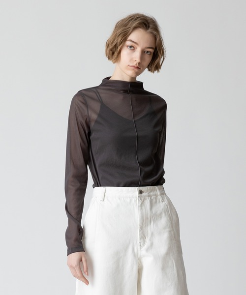 allureville（アルアバイル）の「シアーファネルネックプルオーバー（Tシャツ/カットソー・レディース・ライトブルー/チャコールグレー/オフホワイト・2）」の3枚目の写真