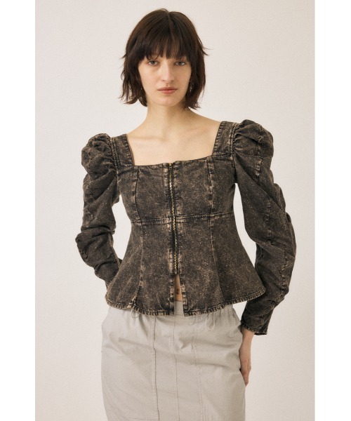 ブラウス シャツ AGING DENIM BUSTIER ブラウス レディース MOUSSY ブラウス シャツ AGING DENIM BUSTIER レディース