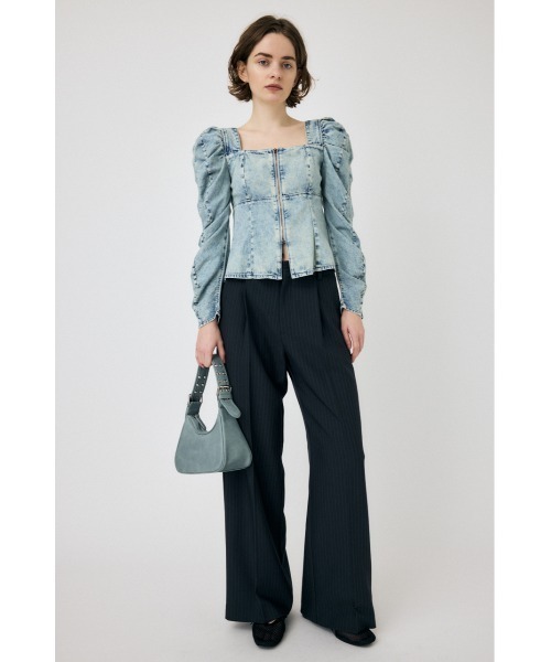 MOUSSY（マウジー）の「AGING DENIM BUSTIER ブラウス（シャツ/ブラウス・レディース・ブラウン/ライトブルー・FREE）」の14枚目の写真