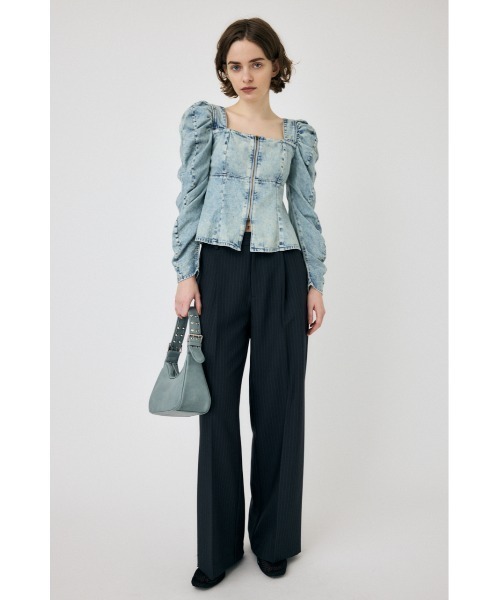 MOUSSY（マウジー）の「AGING DENIM BUSTIER ブラウス（シャツ/ブラウス・レディース・ブラウン/ライトブルー・FREE）」の15枚目の写真